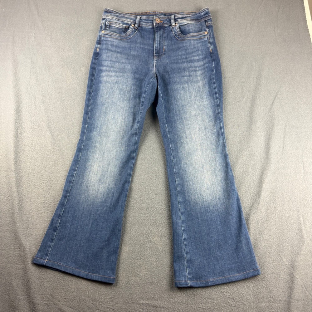 J Jill Flare Jeans Women's 8P Blue Denim High-Rise Stretch Festival Wide Leg